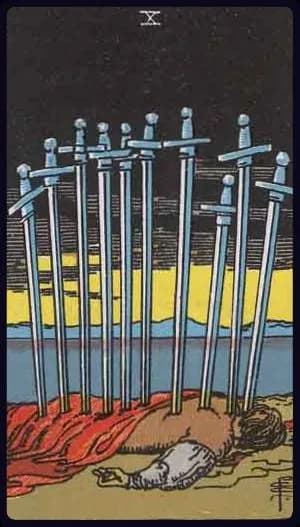 Ten of Swords — Tarot Card Meaning